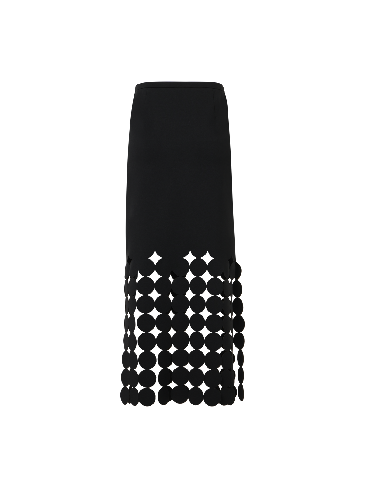 Designer Dropping Dot Cut-Out Jersey Midi Skirt - black