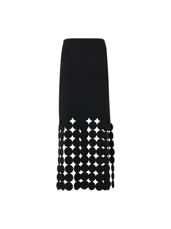 Designer Dropping Dot Cut-Out Jersey Midi Skirt - black