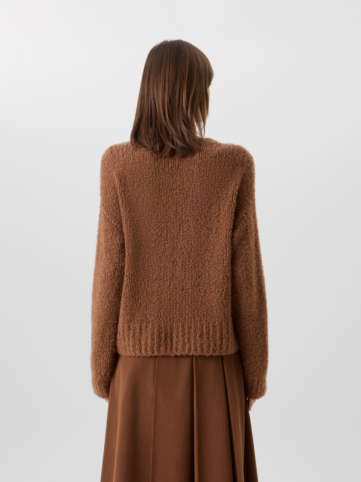 Designer Cashmere Silk Bouclé Sweater - brown 