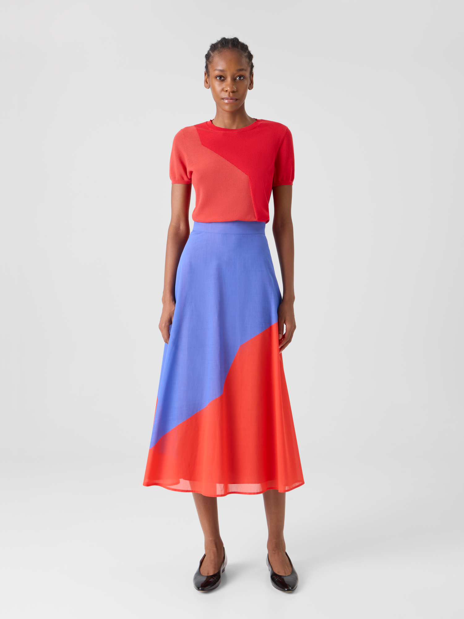 Designer Midi Skirt with High Plains Print - multicolor 
