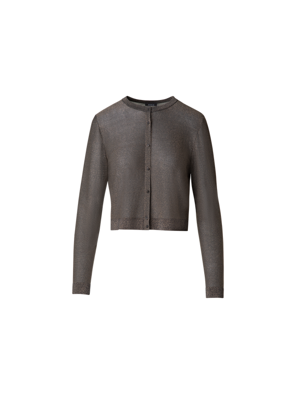 Designer Silk Cardigan with Golden Lurex - black - gold