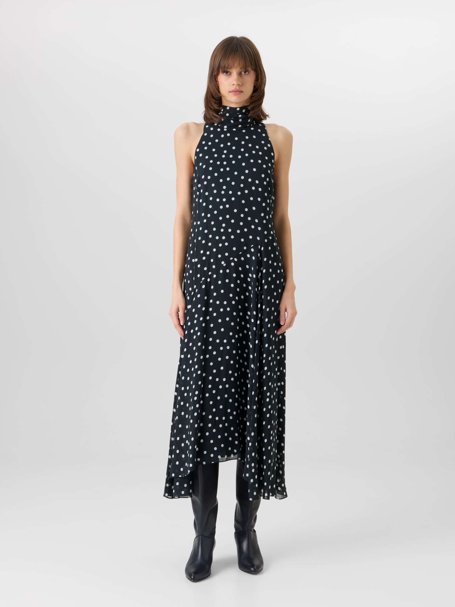 Designer Sleeveless Viscose Georgette Midi Dress - multicolor 