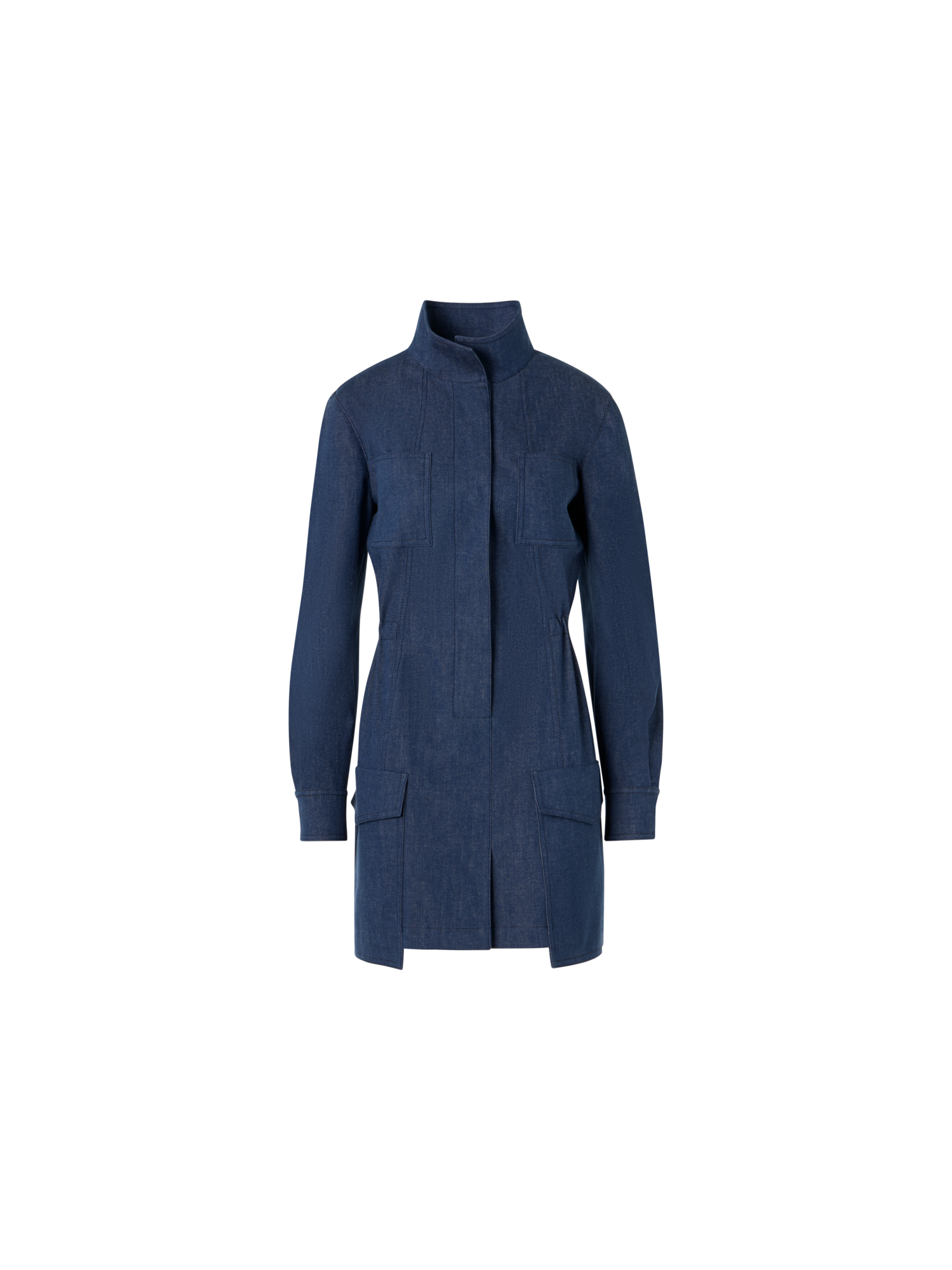 Designer Short Dress in Sea Island Denim - blue