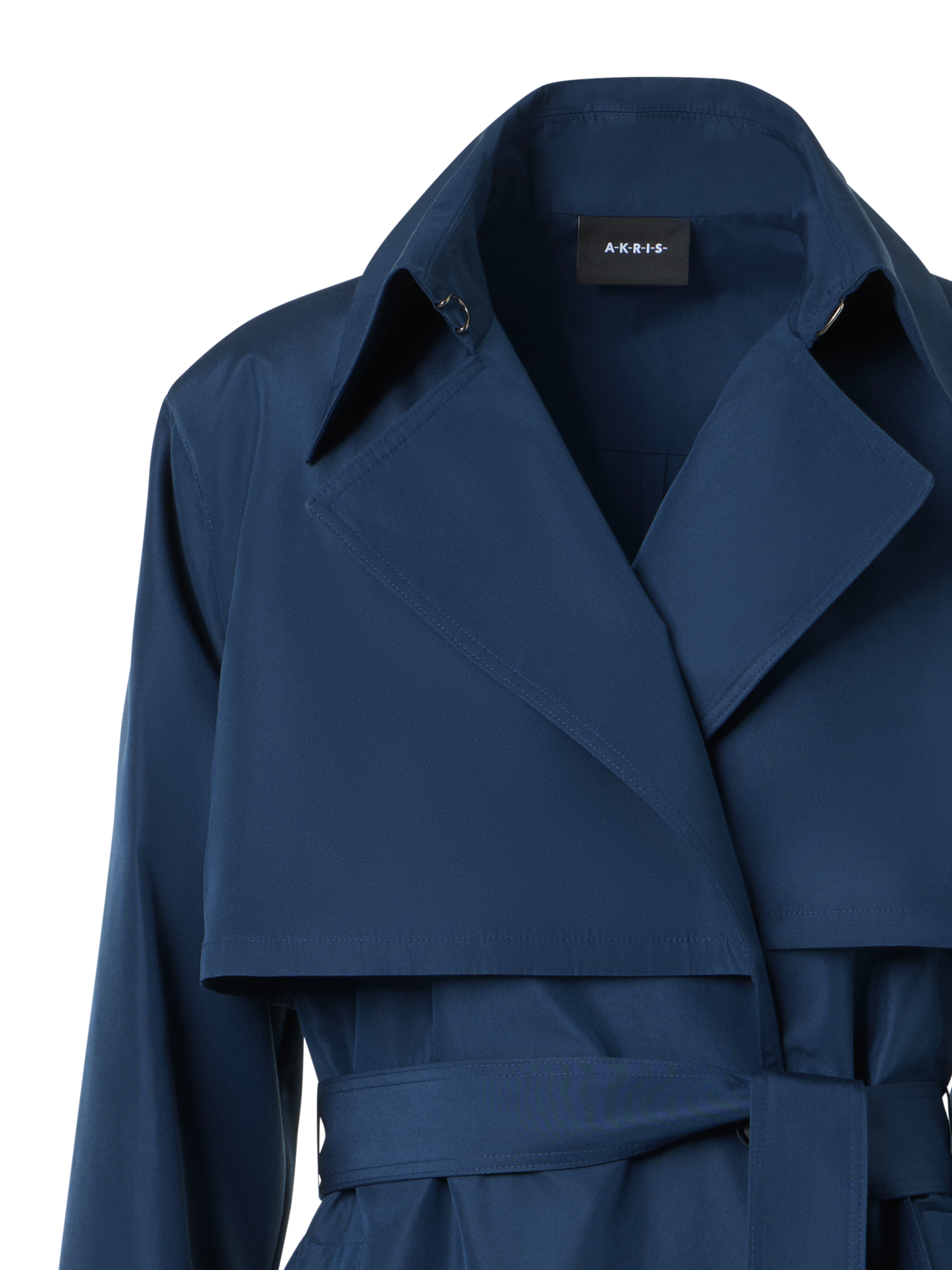 Designer Silk Poplin Oversized Trench Coat - navy - blue