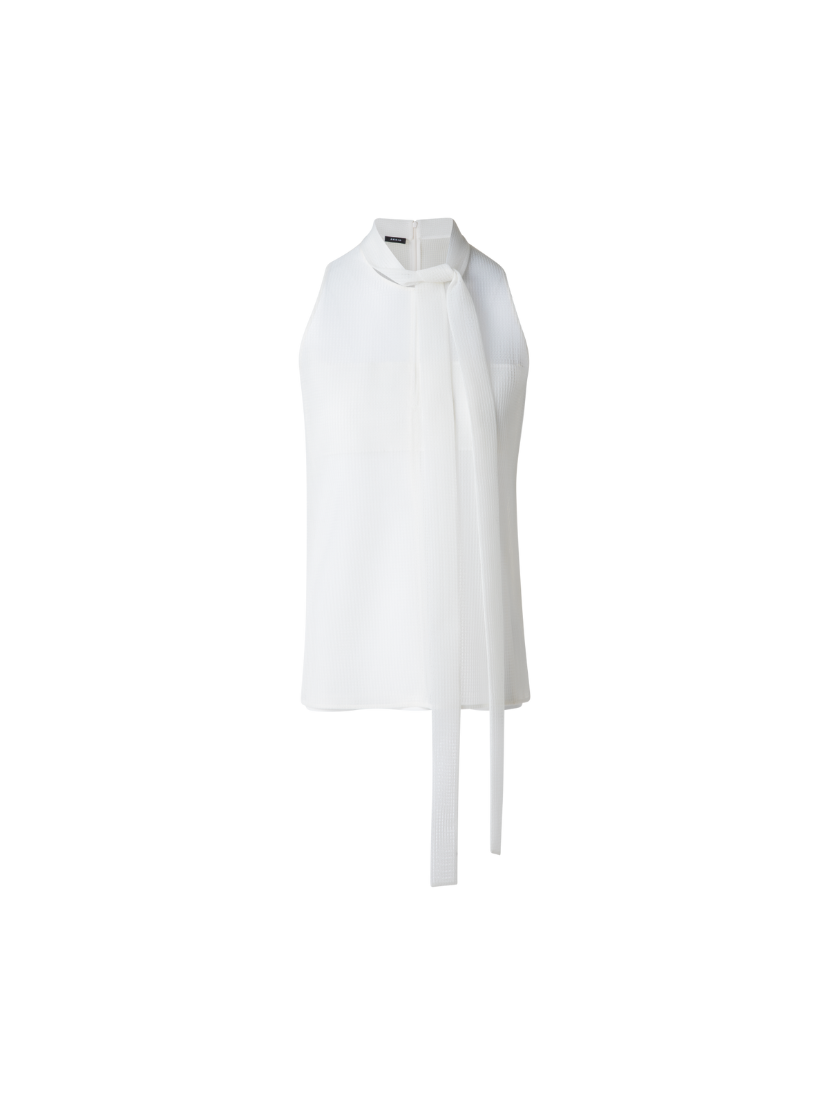 Designer Sleeveless Tie Neck Blouse in Techno Grid - neutral - white