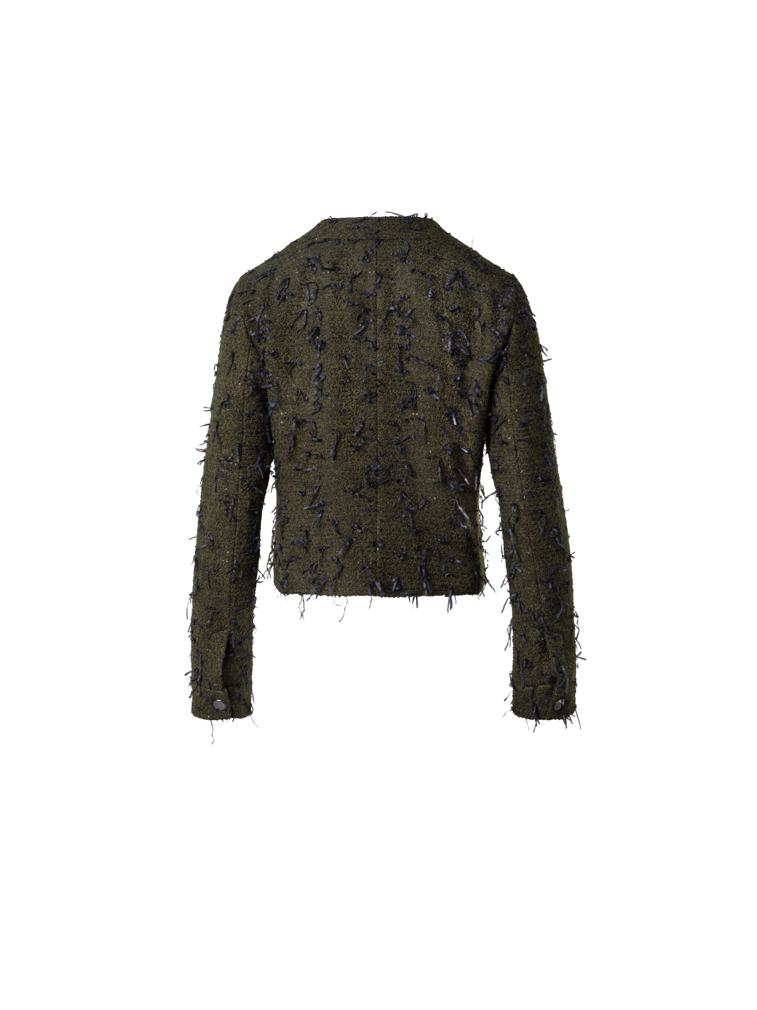 Designer Sequined Bouclé Short Jacket - green - multicolor