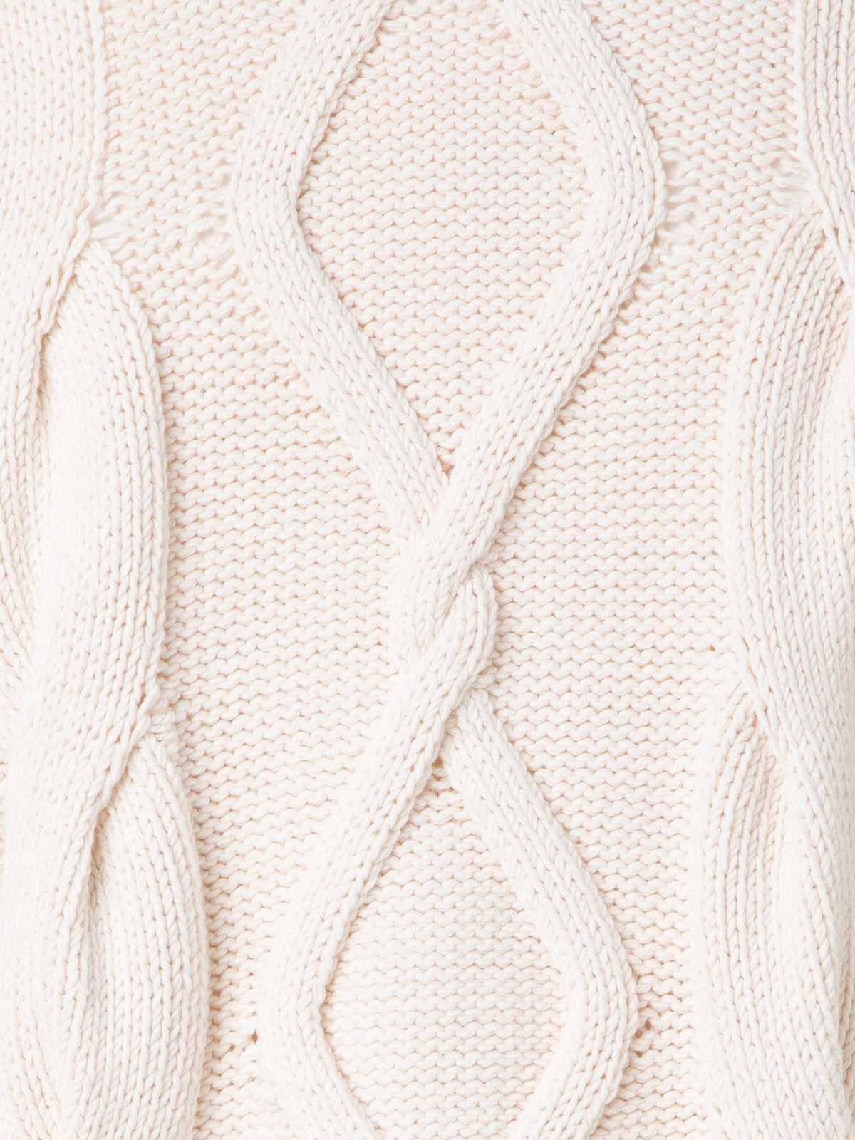 Designer Crew Neck Sweater in Chunky Cable Cotton - neutral - pastel - ecru - beige - white