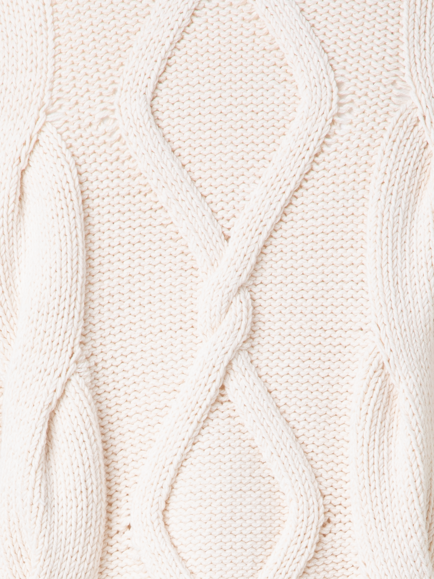 Designer Crew Neck Sweater in Chunky Cable Cotton - neutral - pastel - ecru - beige - white
