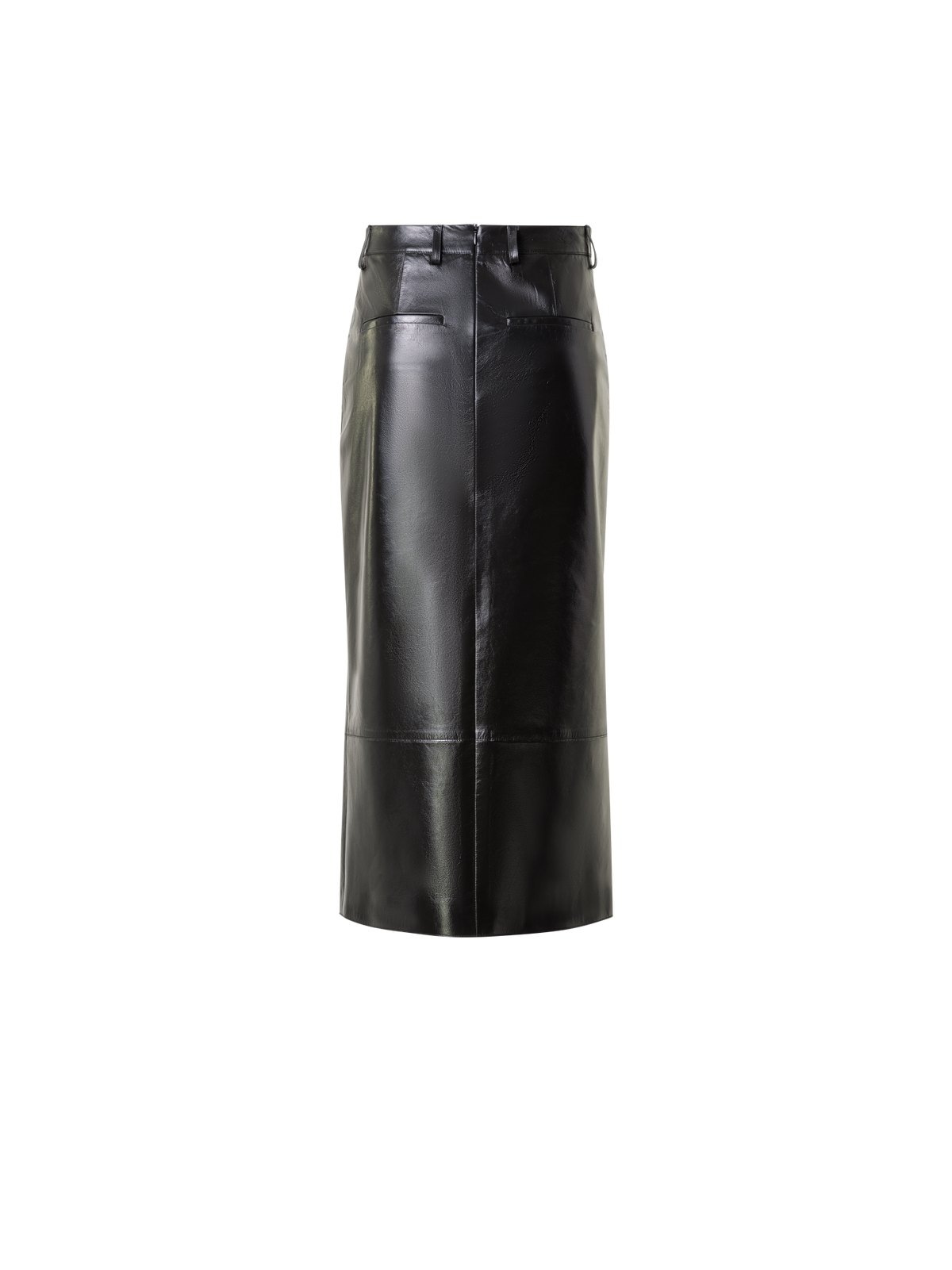 Designer Lacquer Leather Pencil Skirt with Slit - green