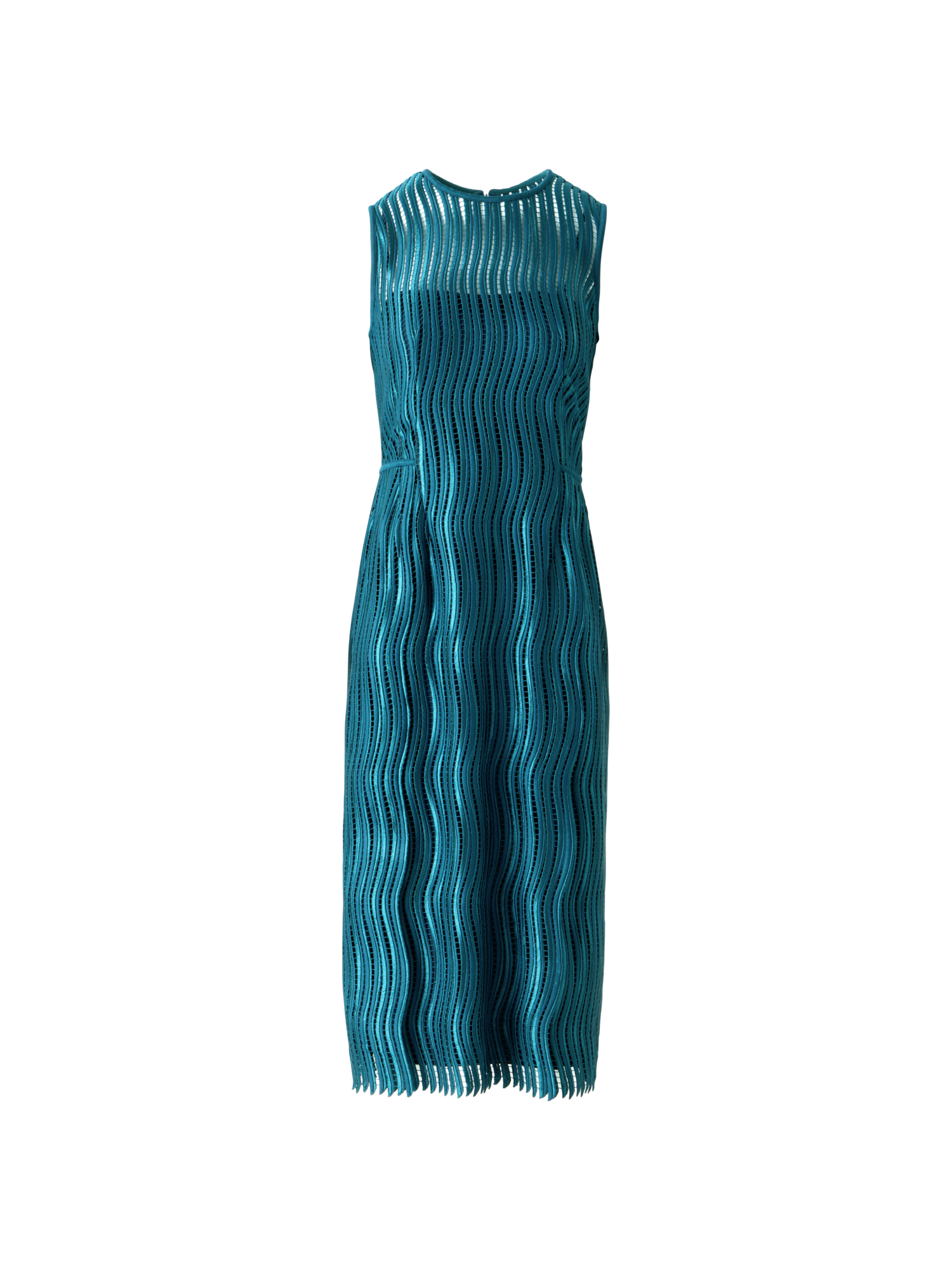Designer Sheath Dress in Wave Guipure - green