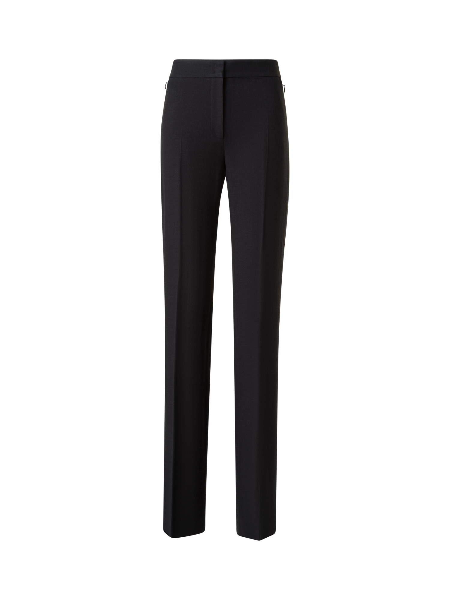 Designer Straight Linen Pants - neutral - black