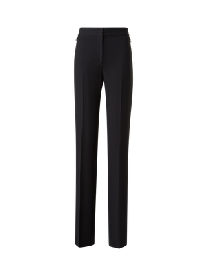 Designer Straight Linen Pants - neutral - black