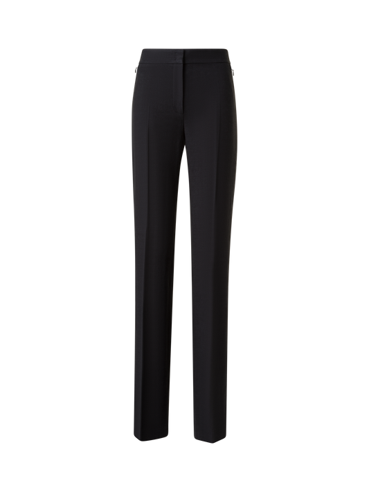 Designer Straight Linen Pants - neutral - black