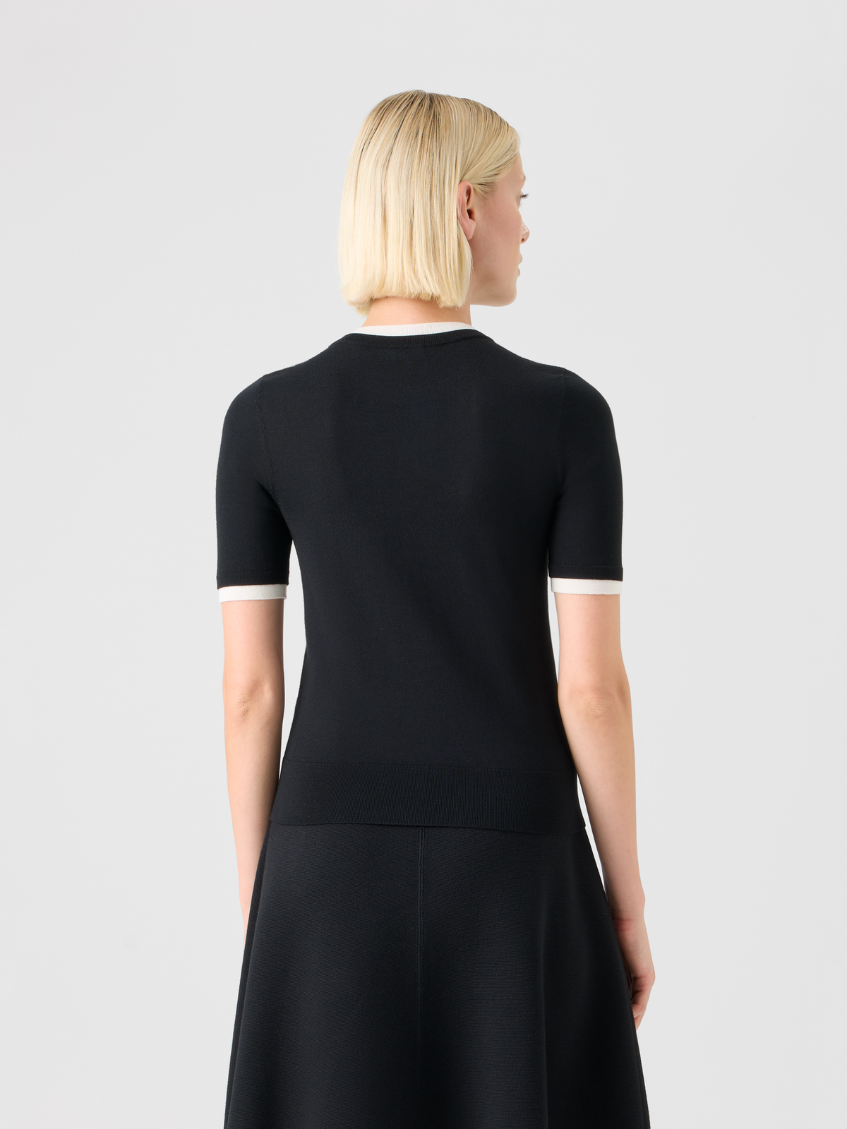 Designer Trompe l’Oeil Layered Wool Sweaterl - black - ecru #editorial