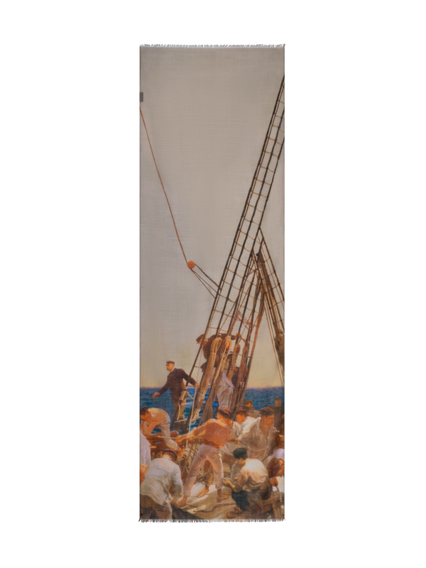 Designer Cashmere Silk Scarf with Prince Albert Print - multicolor