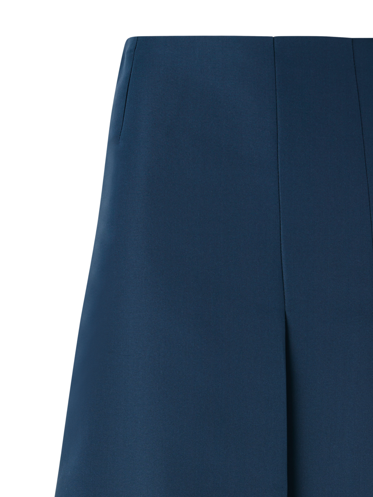 Designer Half-Pleated Ottoman Silk Midi Skirt - neutral - navy - blue