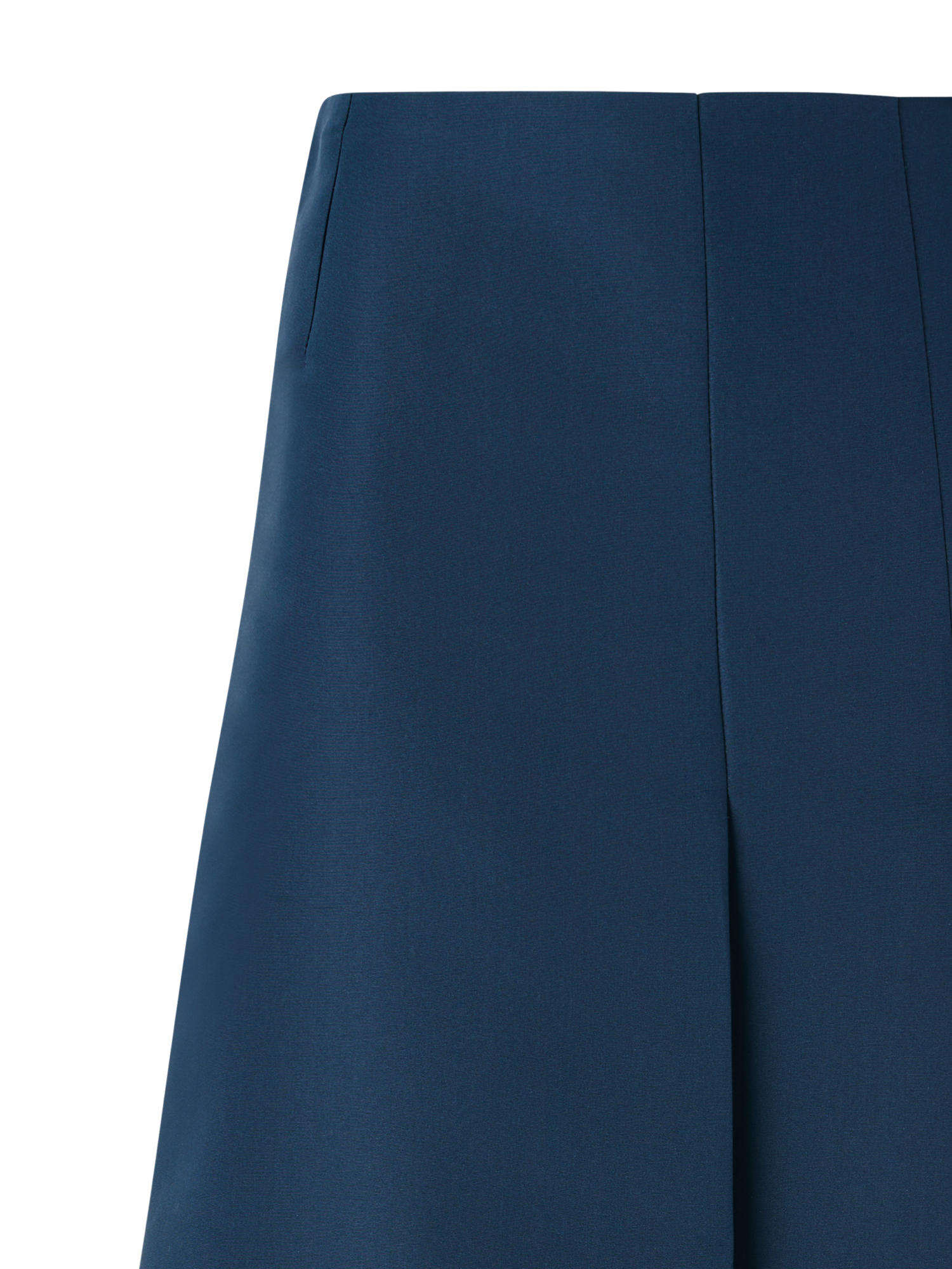 Designer Half-Pleated Ottoman Silk Midi Skirt - neutral - navy - blue