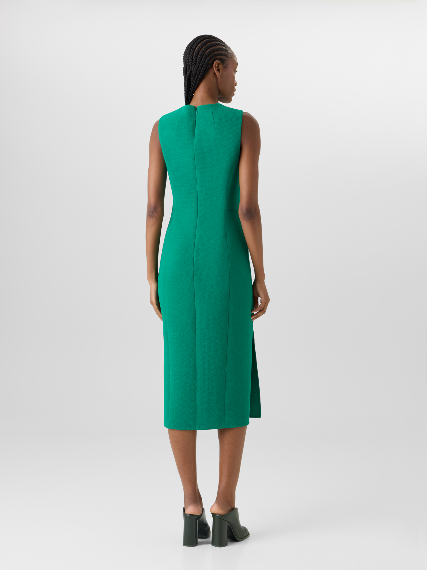 Designer Sleeveless Wool-Crêpe Double-Face Sheath Dress - green 