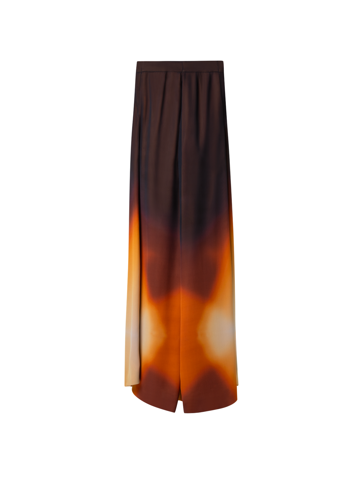 Designer Extra Wide Palazzo Silk Autumn Twilight Pants - brown - multicolor - orange