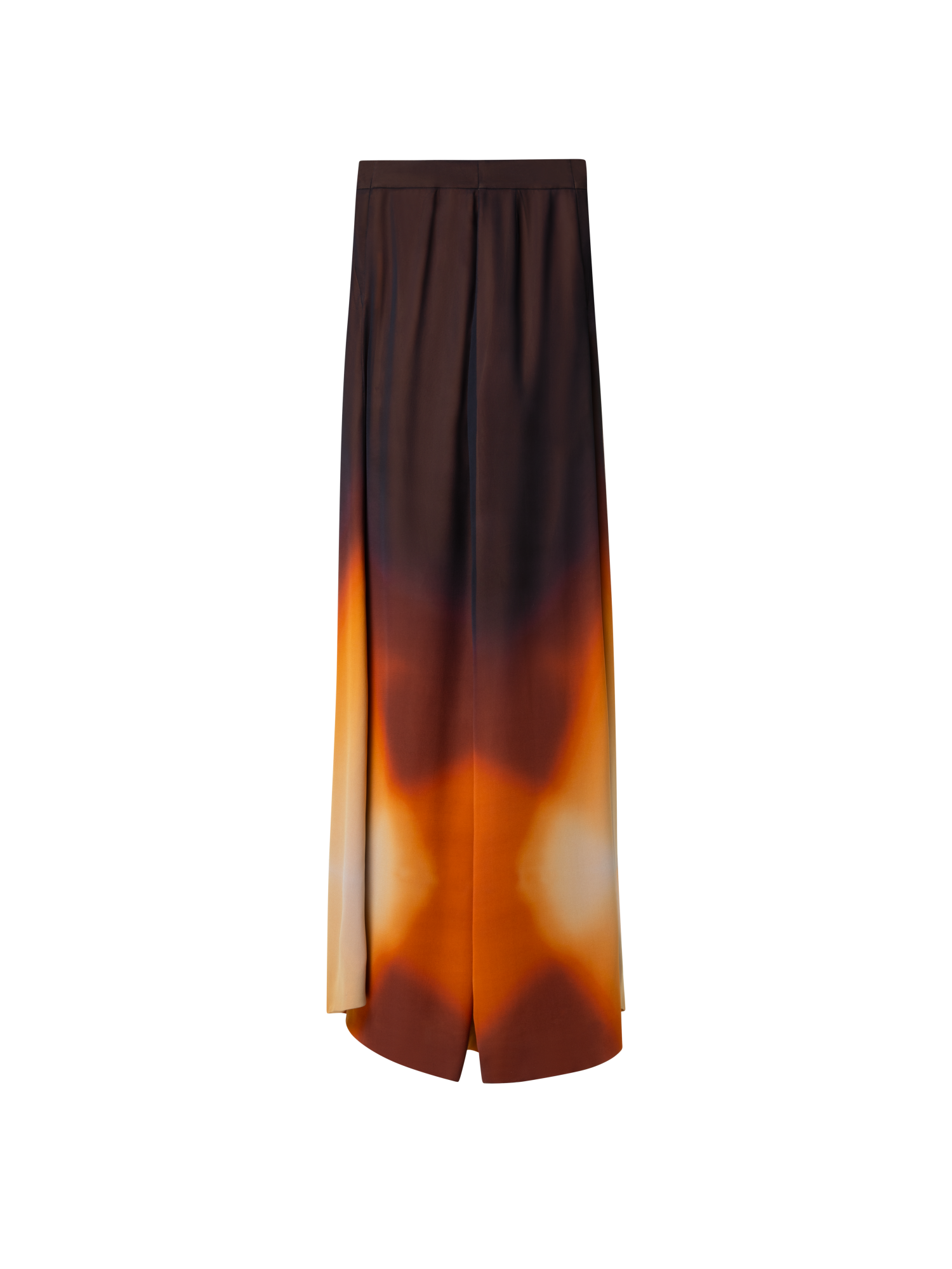 Designer Extra Wide Palazzo Silk Autumn Twilight Pants - brown - multicolor - orange