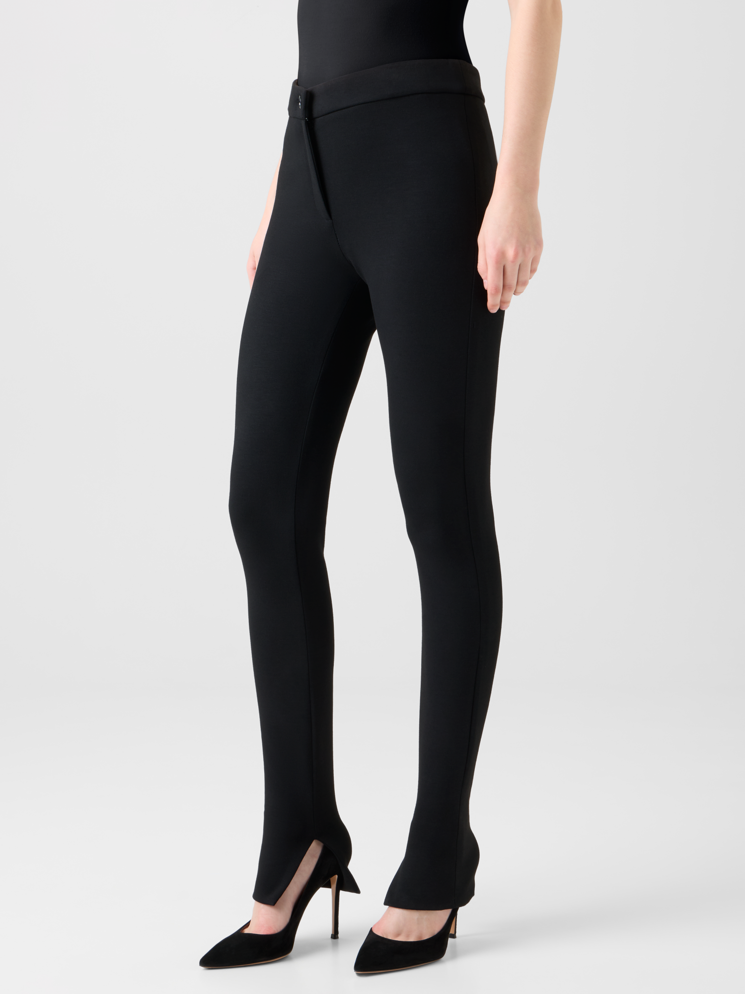Designer Skinny Stretch Jersey Leggings with Slit - black - neutral 