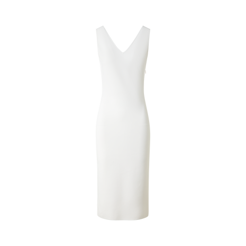 Fitted Midi Knit Dress with Double-V-Neck