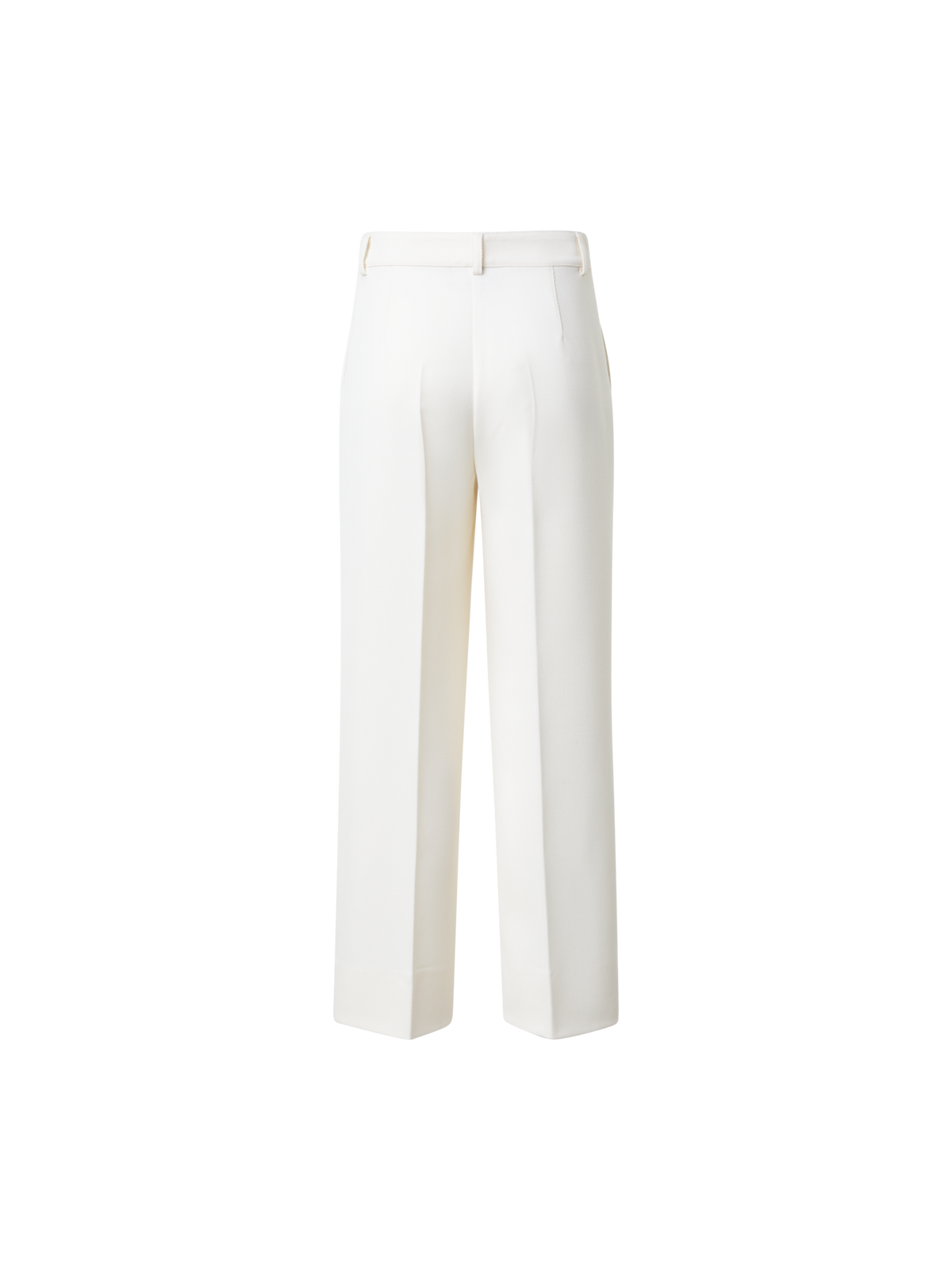Designer Cropped Straight Wool Tricotine Pants - ecru - white