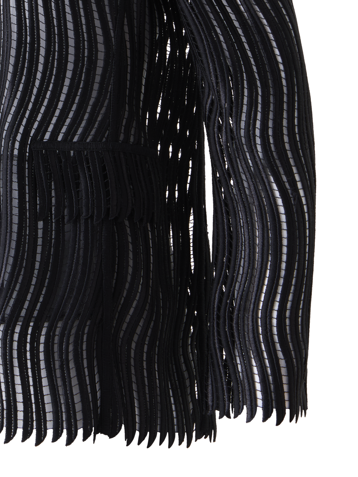 Designer Hekka Long Sheer Wave Guipure Jacket - black