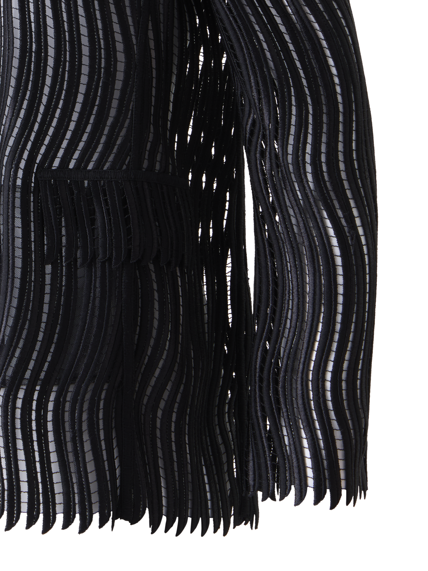 Designer Hekka Long Sheer Wave Guipure Jacket - black