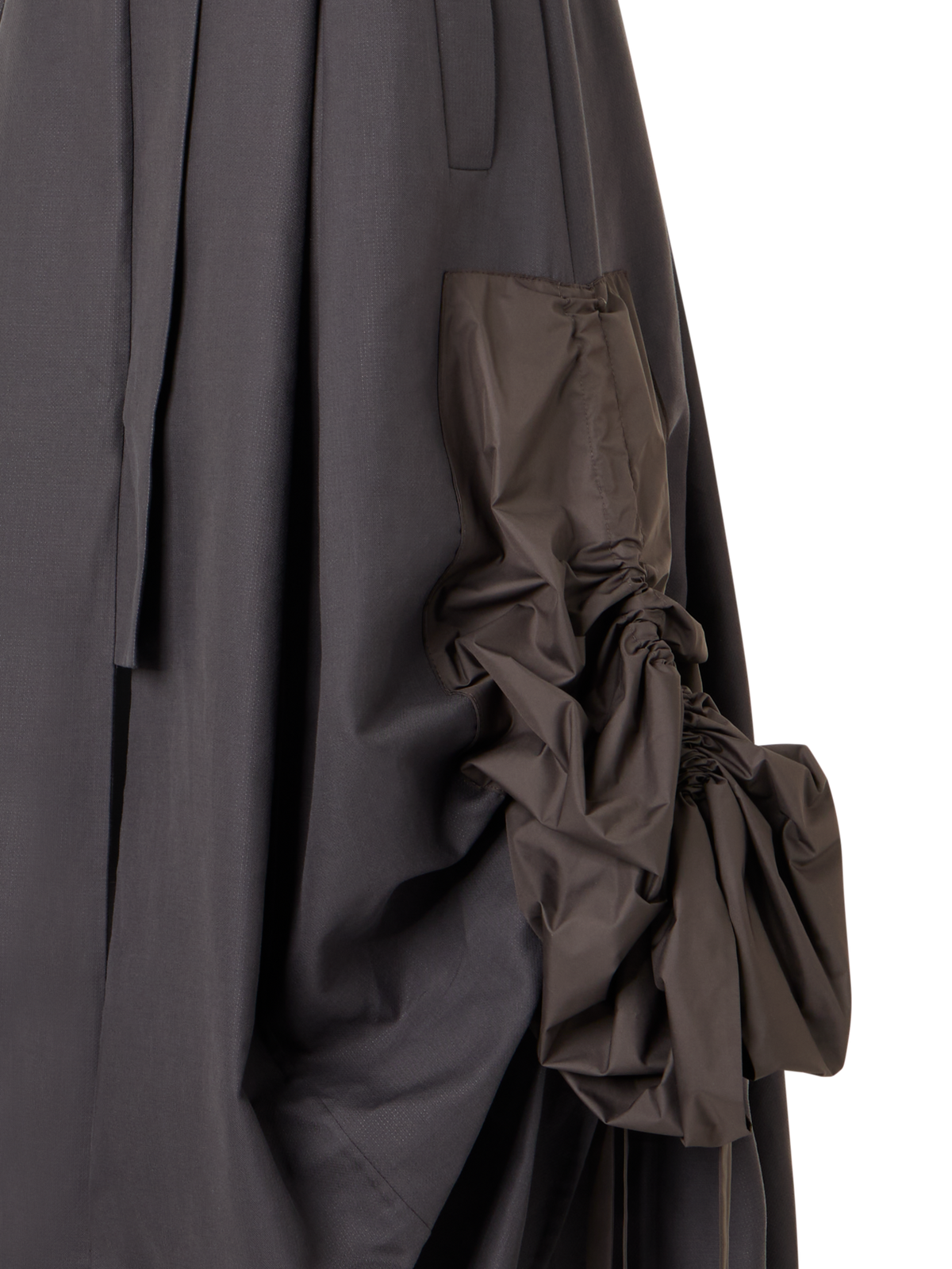 Designer Cotton Midi Dress With Drawstrings - brown