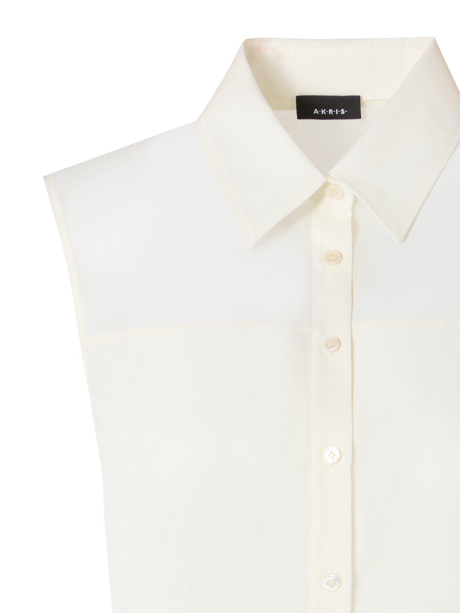 Designer Sleeveless Cotton Voile Blouse - ecru