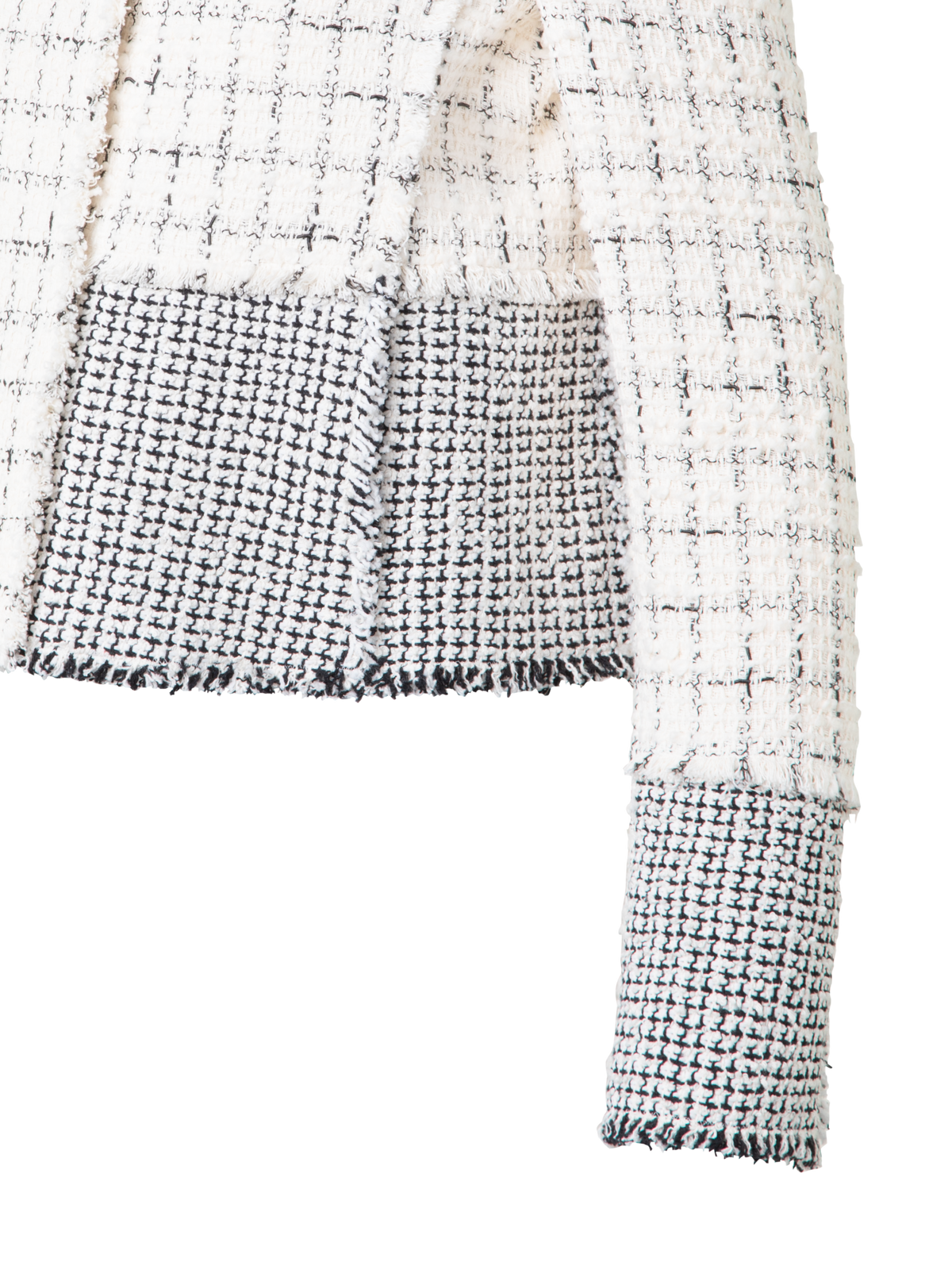 Designer Short Jacket in Patchwork Tweed - black - neutral - multicolor - ecru - white