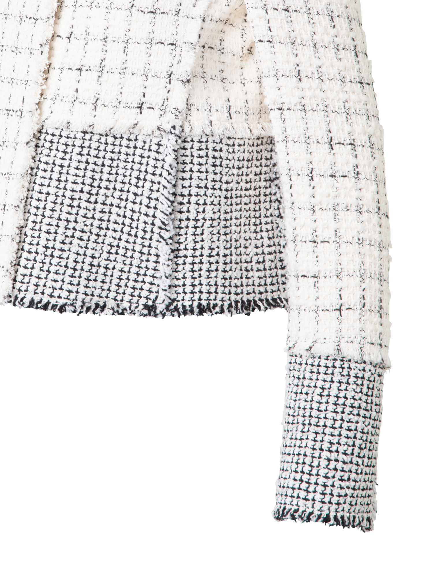 Designer Short Jacket in Patchwork Tweed - black - neutral - multicolor - ecru - white