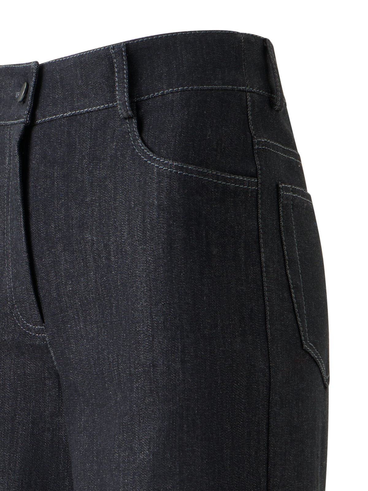 Designer Wide Stretch Cotton Denim Pants - black - neutral