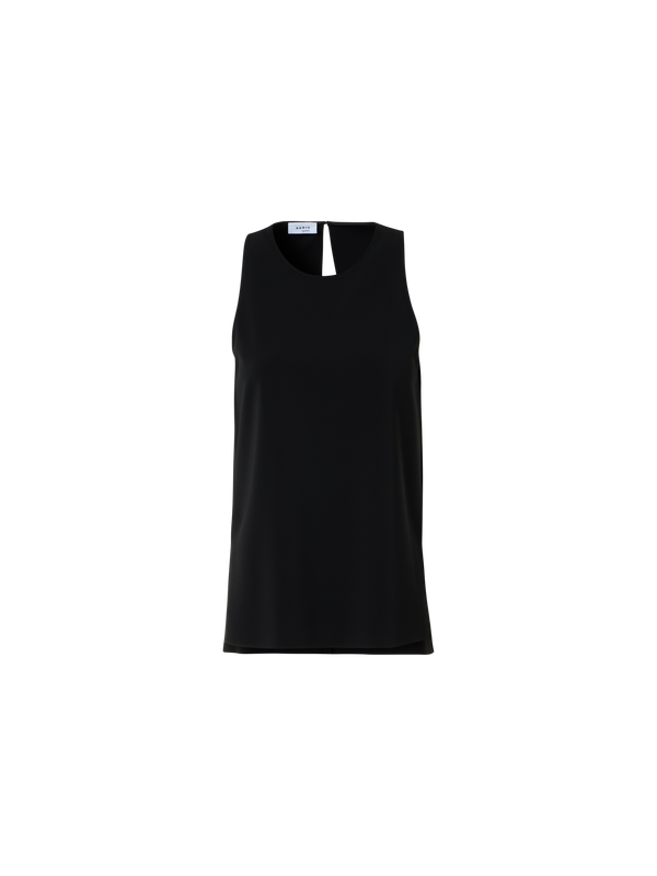 Designer Signature Laser-Cut Sleeveless Blouse - black