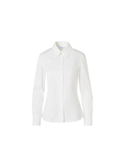 Designer Stretch Cotton Poplin Blouse - ecru