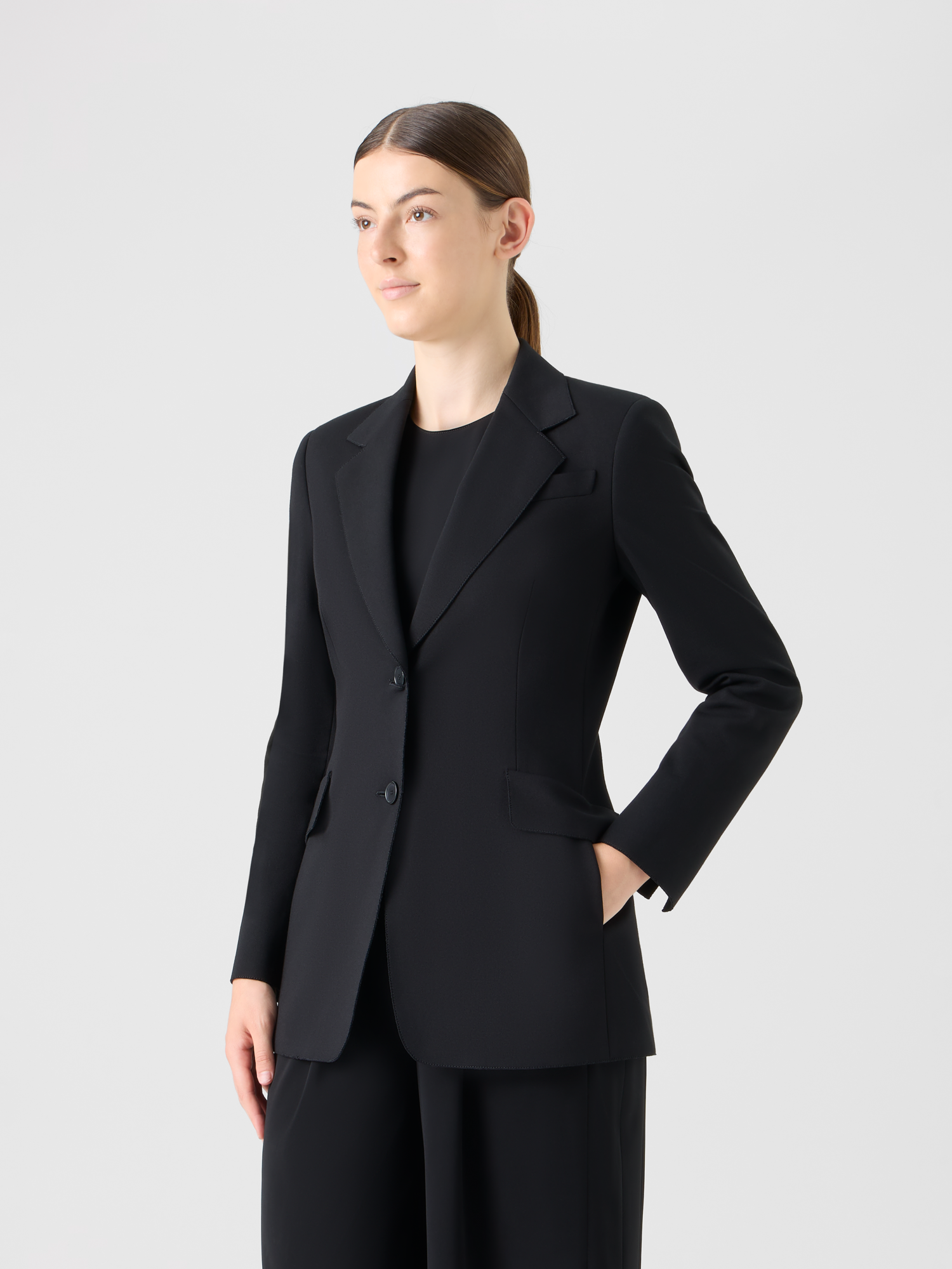 Designer Signature Viscose Jersey Blazer - black 
