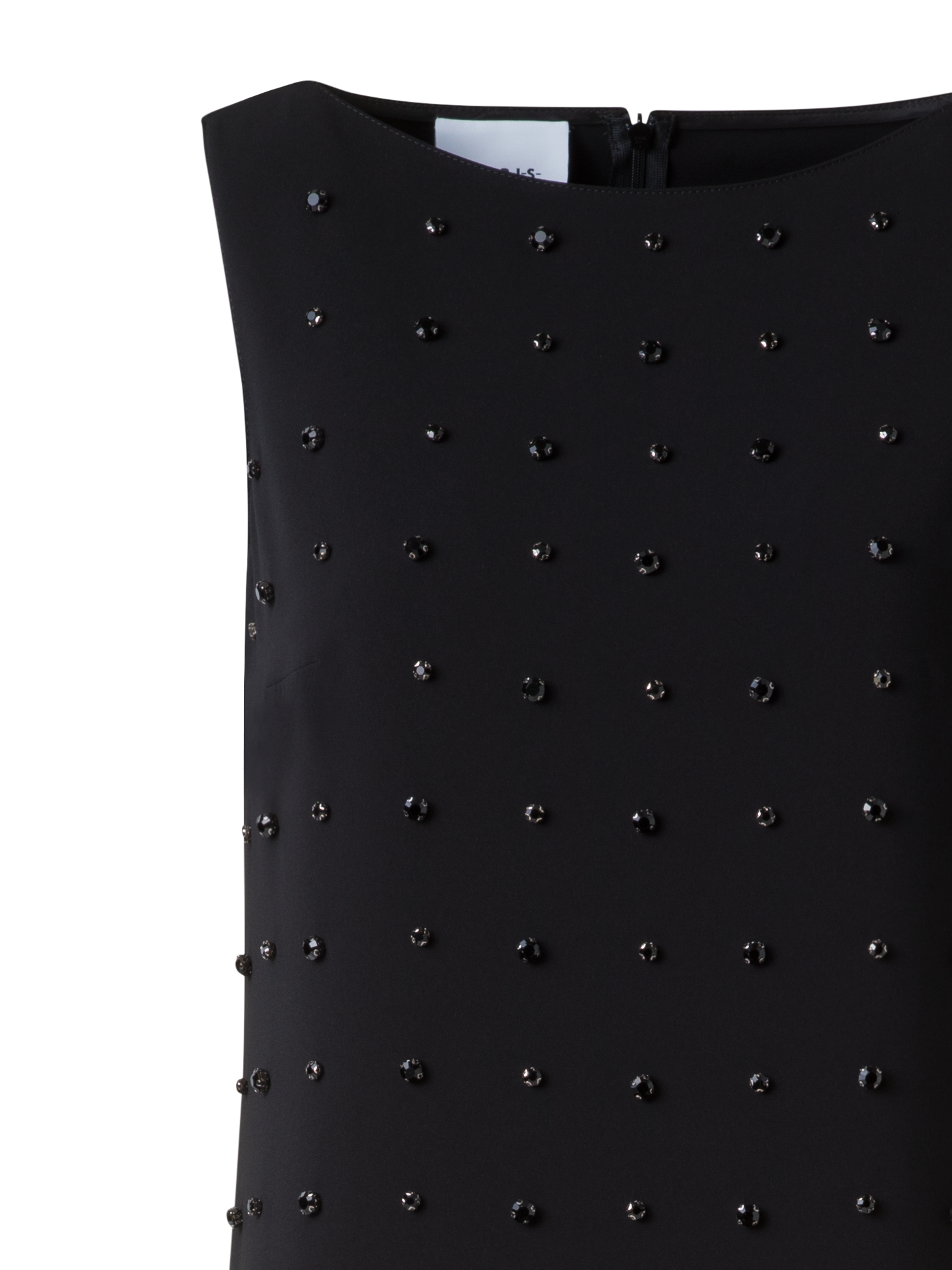 Designer Lasercut Tunic Dress with Diamond Studs - black