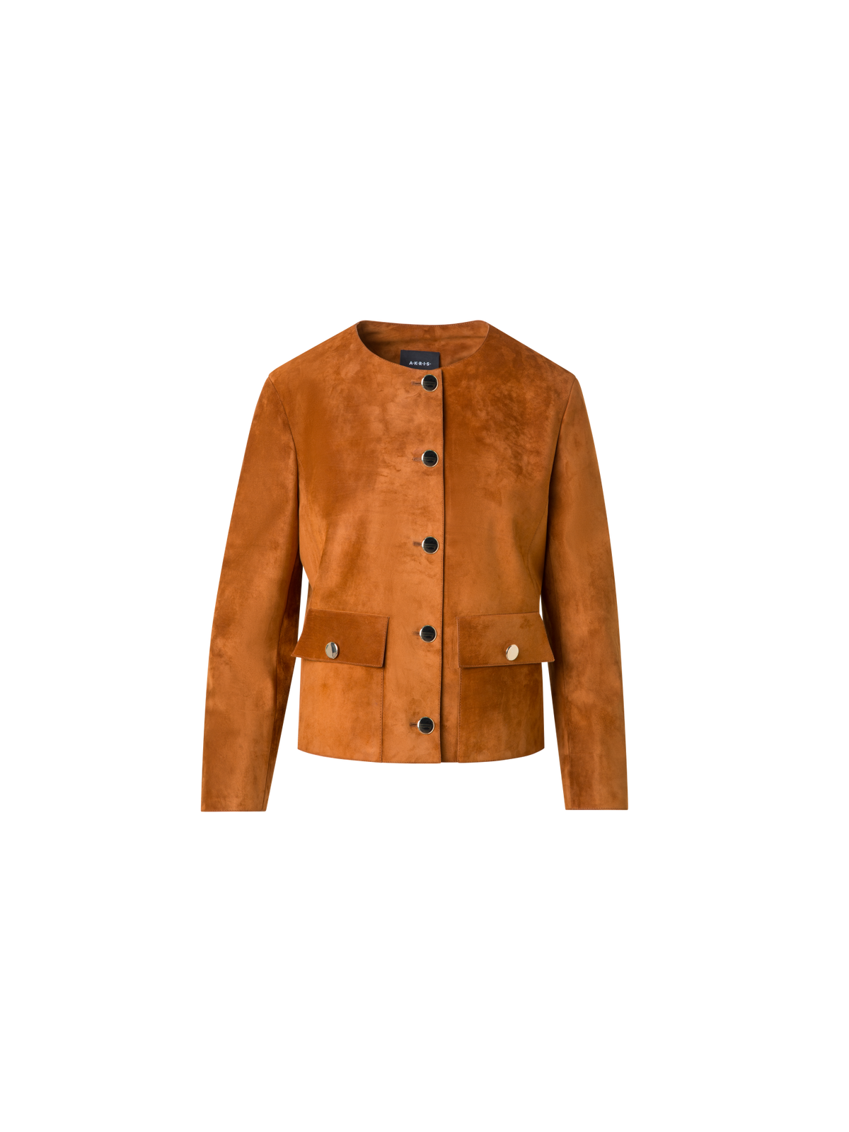Designer Suede Jacket with Golden Buttons - neutral - brown