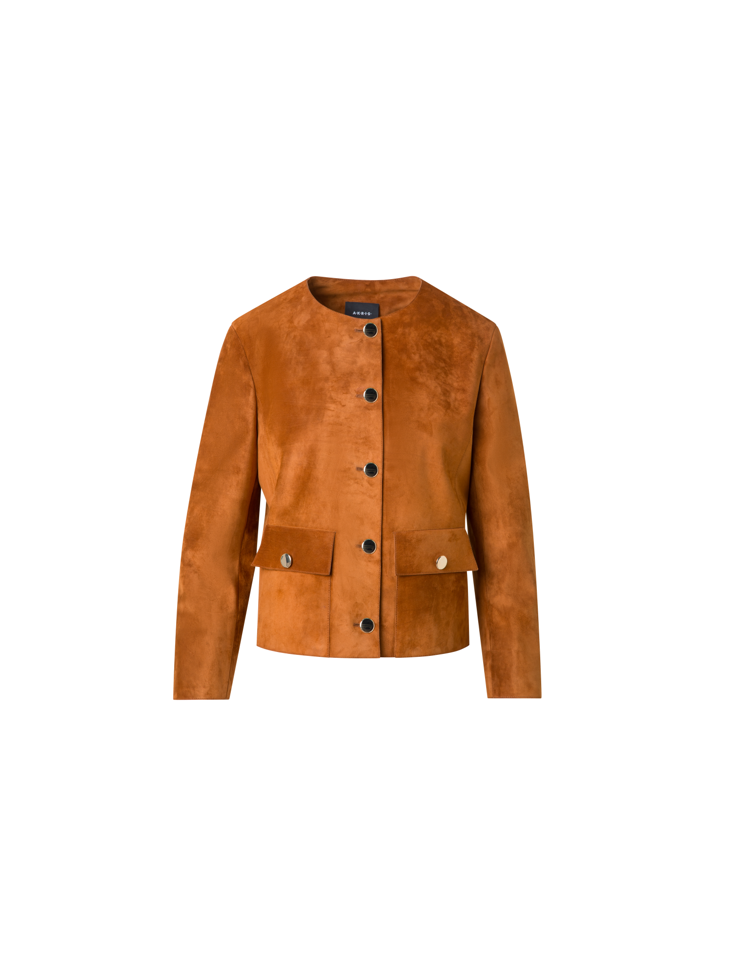 Designer Suede Jacket with Golden Buttons - neutral - brown