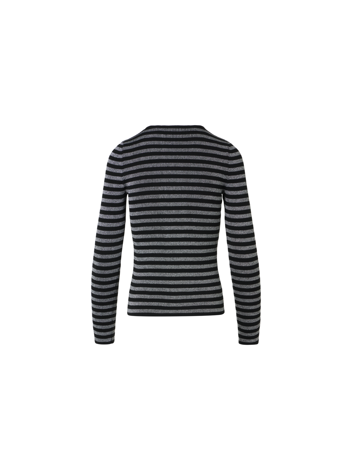 Designer Merino Wool Sweater with Metallic Shine - black - silver