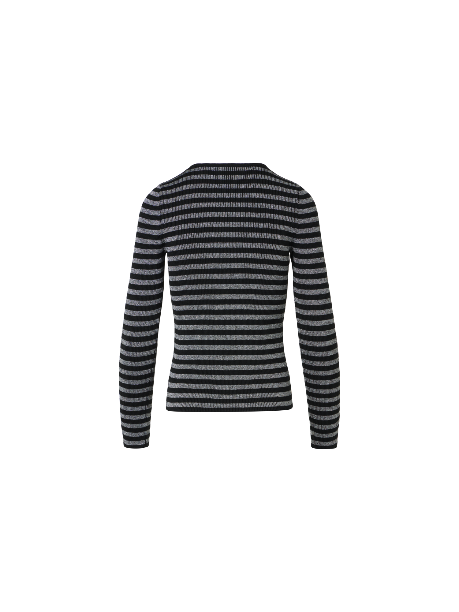 Designer Merino Wool Sweater with Metallic Shine - black - silver