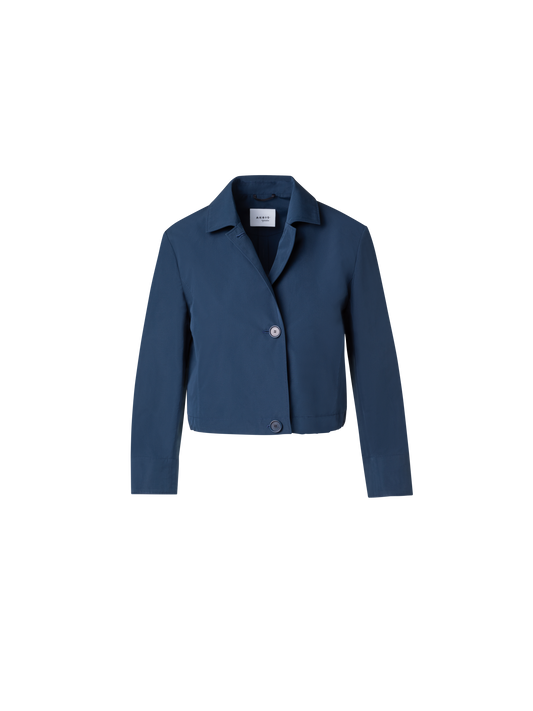 Designer Short Techno Taffeta Jacket - navy - blue