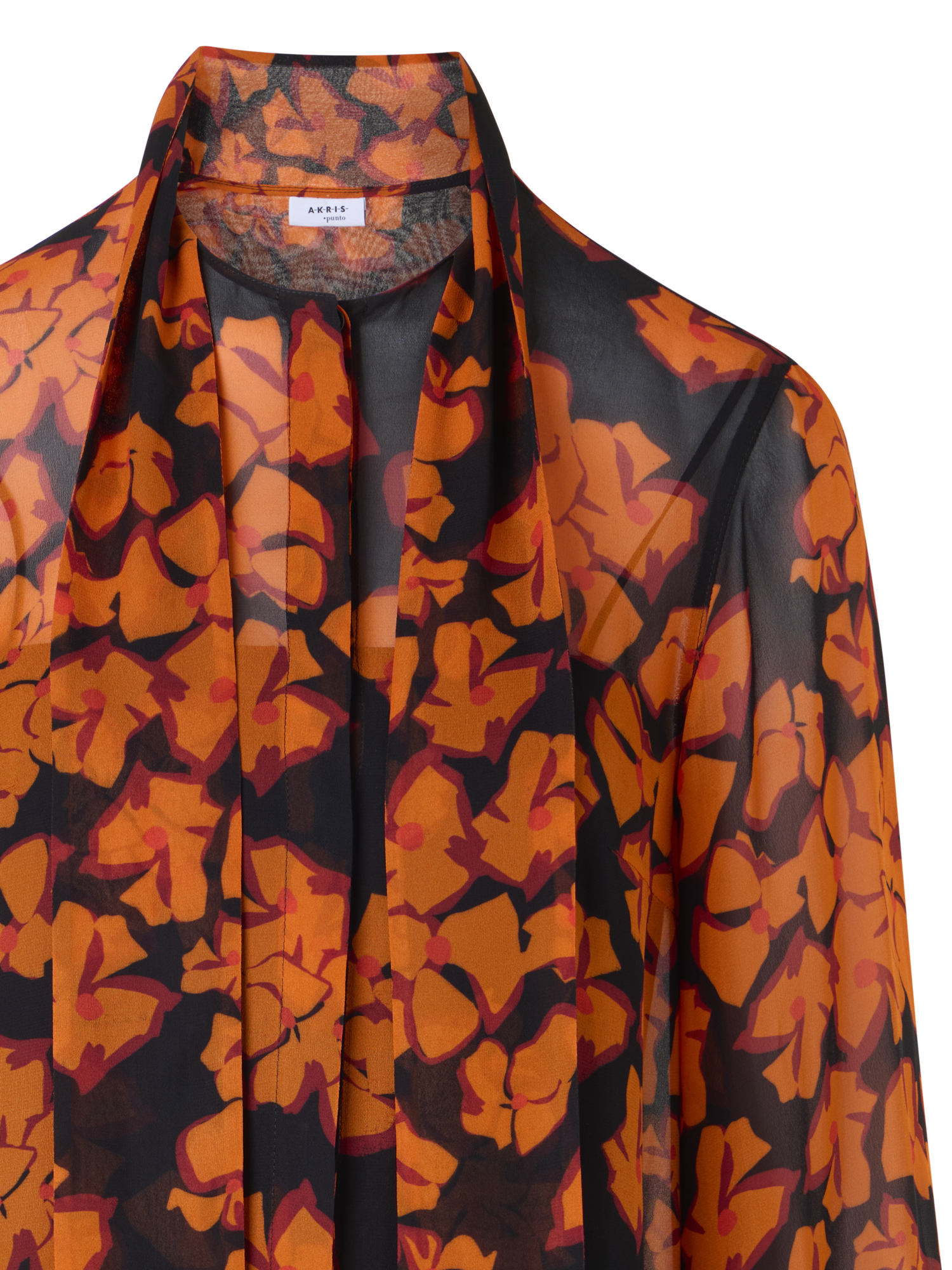 Designer Long-Sleeve Papercut Flower Blouse - multicolor