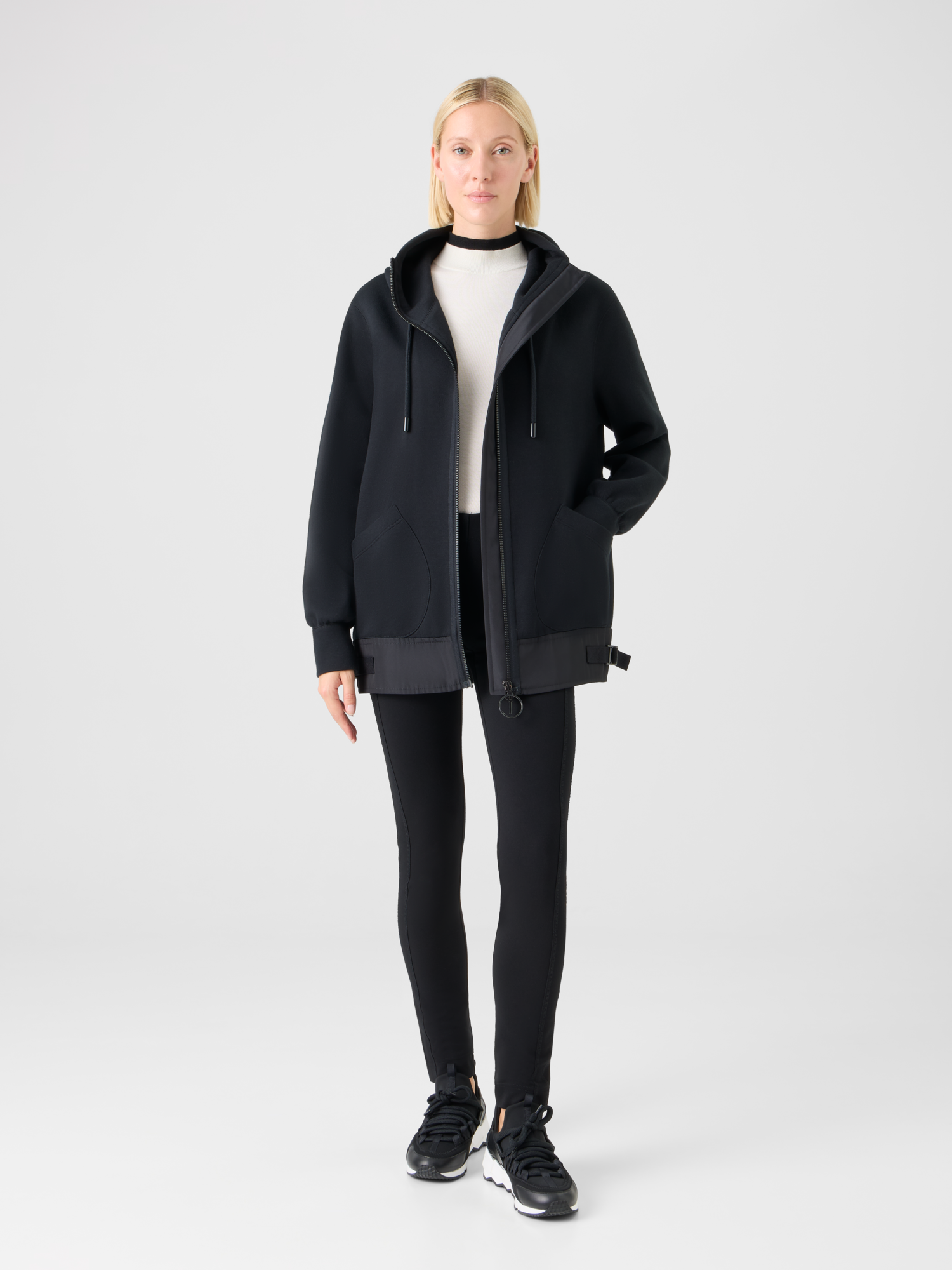 Designer Cotton-Blend Sweatshirt Jacket - black 