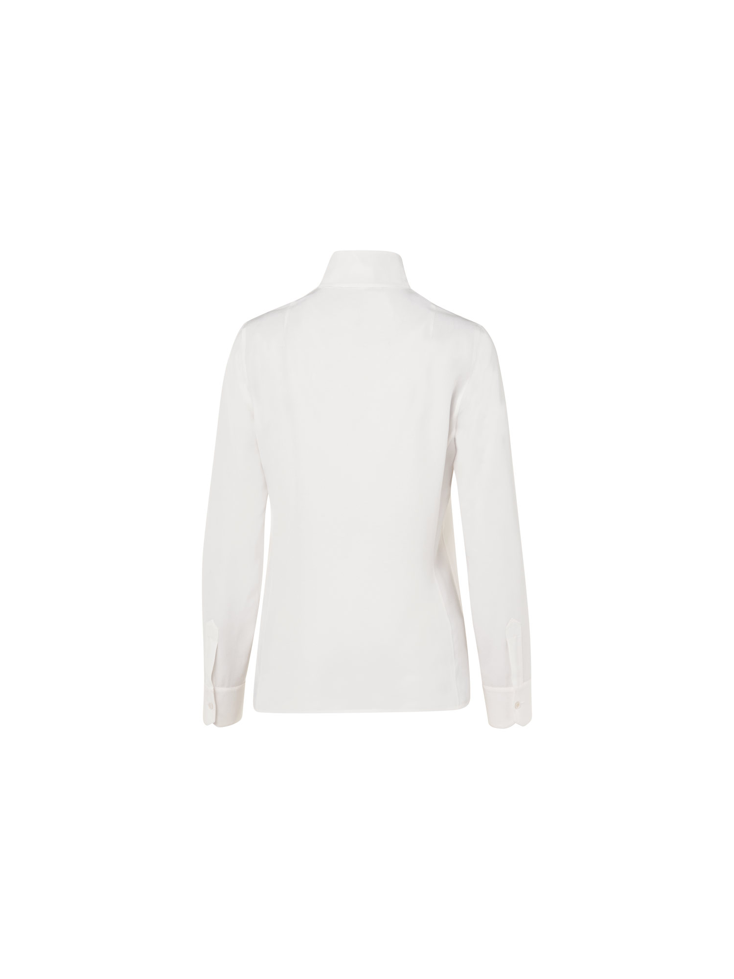 Designer Long Sleeve Silk Blouse with Stand-up Collar - white