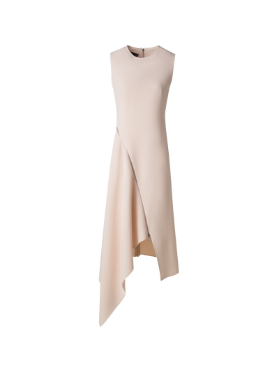 Designer Asymmetrical Flared Dress in Wool Double-Face - pastel - pink