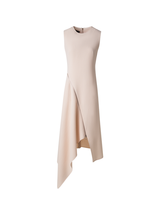 Designer Asymmetrical Flared Dress in Wool Double-Face - pastel - pink