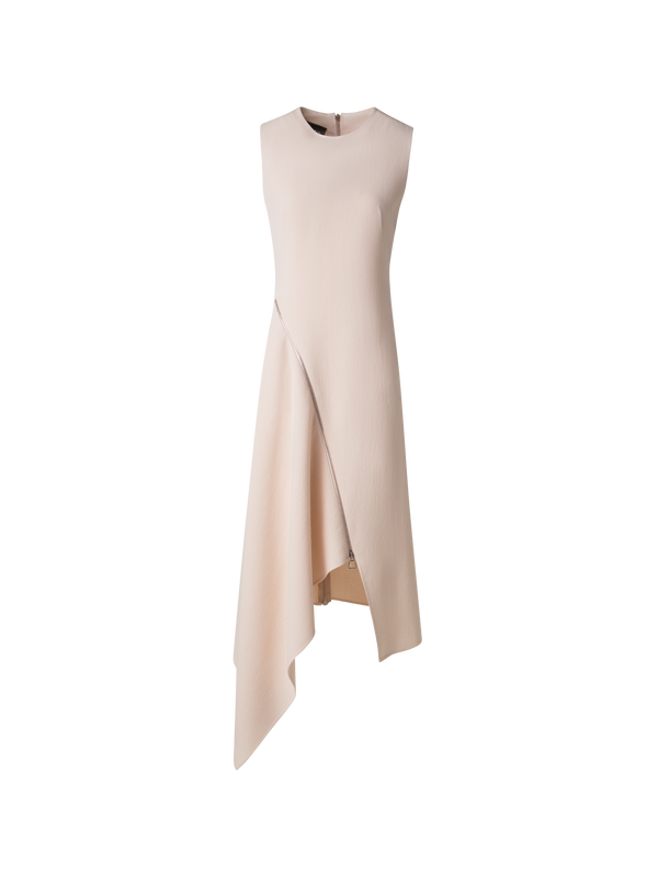 Designer Asymmetrical Flared Dress in Wool Double-Face - pastel - pink