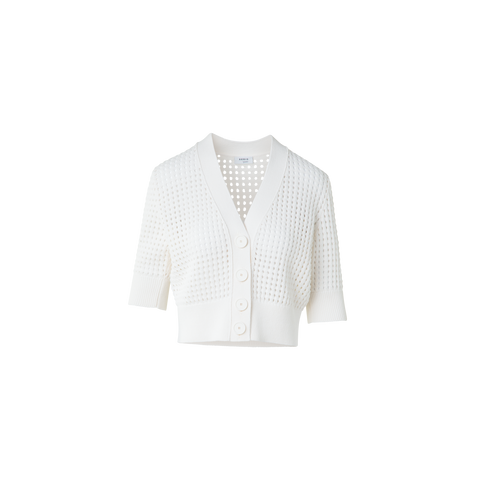 Cropped Cardigan in Chunky Cotton Mesh